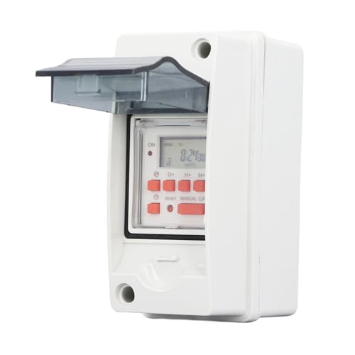 Poolpumpen-Timer, Digitale Timer-Box, Zeitschaltuhr 7 Tage 28 Ein-Aus-Zeitpläne, Programmierbares LCD-Display, Digital mit Wasserdichter Box AC85–265 V für Poolpumpe, von Pyhodi