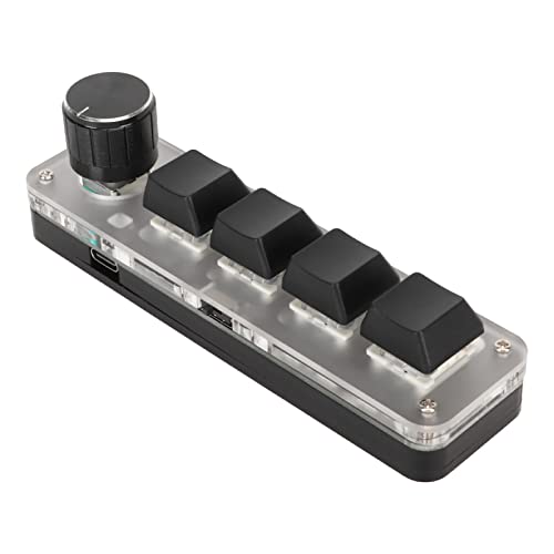 Pyhodi 4-Tasten-Einhandtastatur mit Drehknopf, Anpassbare USB-4-Tasten-Tastatur Unterstützt Dual-Mode-Verbindung, Allgemeine Programmierbare Makromechanische DIY-Tastatur, Pyhodi 4-Tasten-Einhandtastatur mit Drehknopf, Anpassbare USB-4-Tasten-Tastatur Unterstützt Dual-Mode-Verbindung, Allgemeine Programmierbare Makromechanische DIY-Tastatur, von Pyhodi