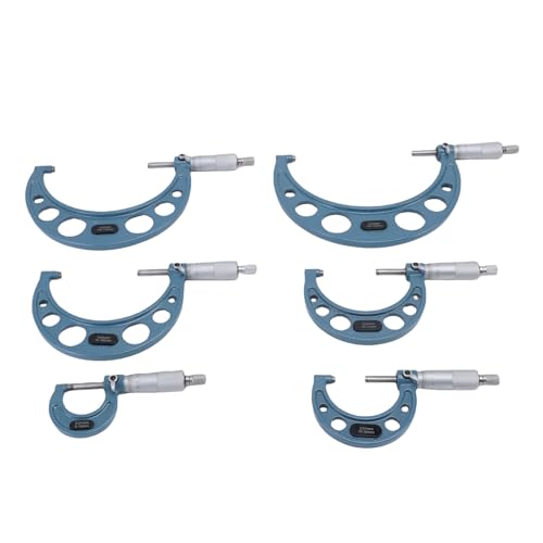 Pyhodi 6 PCs Außenmikrometer Set 0-150 Mm Bereich 0,01 Mm Abschluss 0,01 Mm Genauigkeitsmaschinist-Werkzeug mit Ratschenstoppgriff, Gepolsterte Box, für Präzisionsmessungen von Pyhodi