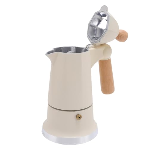Pyhodi Aluminiumholz-Herd Kaffee-Perkolator, Achteckige Form -Hersteller 3-Tasse, Einzigartiges Ventilsystem, Abnehmbare Basis und Überhitzungsschutz für Heimreise (WHITE) von Pyhodi