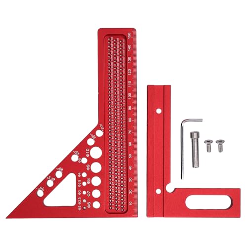 Pyhodi Aluminiumlegierung, Schreinerquadrat, Multifunktionales Kompaktsatz mit CNC -Finish, Genaue Winkelzeichnung, 6 -Loch -Design für Holzbearbeitungsschreiber für Verschiedene von Pyhodi