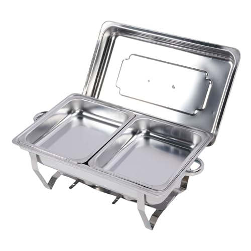 Pyhodi Edelstahl Buffet Chafer Server Wärmere Faltbare Scheuchungsschale Set Robuste Wärmekonservierung Buffet Wärmer für Hochzeits Bankette Im Freien Catering -Vorräte (Doppeltes Gitter) von Pyhodi