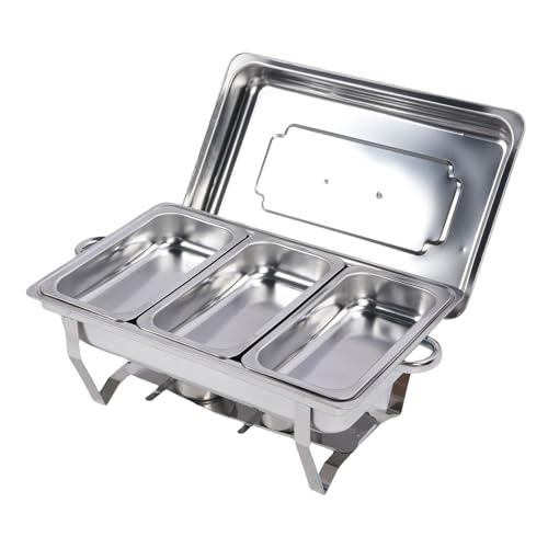 Pyhodi Edelstahl Buffet Chafer Server Wärmere Faltbare Scheuchungsschale Set Robuste Wärmekonservierung Buffet Wärmer für Hochzeits Bankette Im Freien Catering -Vorräte (Dreifachgitter) von Pyhodi