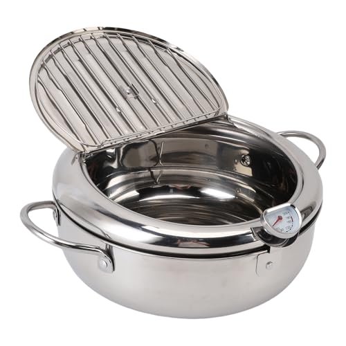 Pyhodi Frittierfiteus -Topf, Japanischer Stil Kleiner Friteuse 304 Edelstahl mit Temperaturregelung und Deckel, Frittiertopf für Gasherd -Induktionskocher Elektrikheramischer Herd von Pyhodi