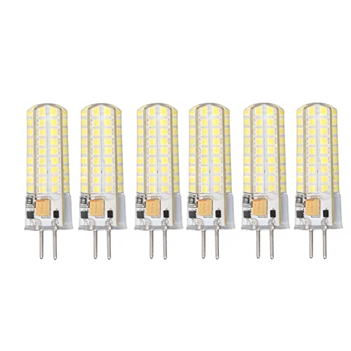 Pyhodi GY6.35 LED-Birne 7 W, 6 Stück AC DC 12 V 700 Lm 72 LEDs 360-Grad-LED-Mais-Glühlampe, Bi-Pin-Halogenlampe für Pendelleuchte, Kronleuchter, Schreibtischleuchte, Akzentbeleuchtung, (Weißes Licht) von Pyhodi