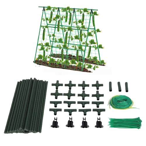 Pyhodi Gurke EIN Rahmen Stahlrohrkletterklettern Pflanze Unterstützung mit Nylonnetz, Windsicher und Wasserdicht Im Freien für Tomaten, Trauben, Erbsen, Zucchinis, Blumen, Kürbisse von Pyhodi