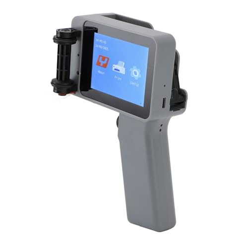 Pyhodi Handheld-Tintenstrahldrucker Silber Farbe 12,7 Mm HD LED 4,3 Zoll Touchscreen Multifunktionaler Kompaktcodierungsmaschine mit Smartphone-Erlebnis, Hocheffizienter Akku von Pyhodi