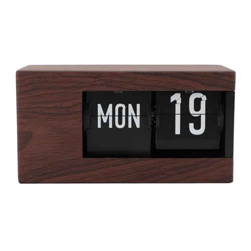 Pyhodi Kalender-Flip-Uhr, Minimalistische Design-Tischuhr mit Intelligenter Ewiger Kalenderfunktion, Geeignet für Heimdekoration und Schreibtischplatzierung, Batteriebetriebene von Pyhodi