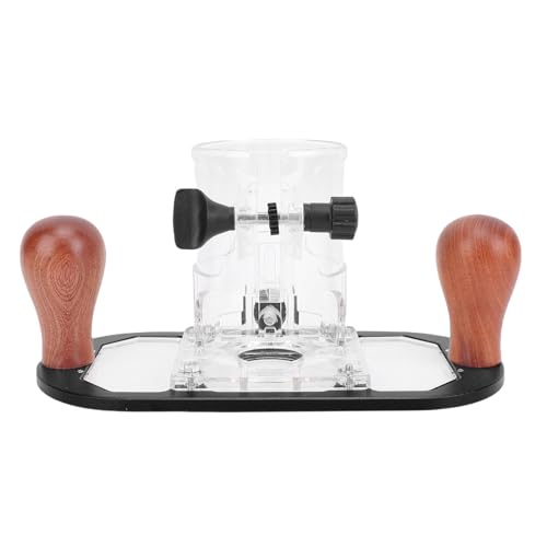 Pyhodi Palm Router Plunge Basis, Leichte Aluminium Legierung 65mm Trimm Maschine Gravur Fräsen Zubehör, Transparente Abdeckung Schwarz, Bequemer Griff mit Holz, Constructio von Pyhodi