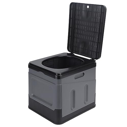 Pyhodi Tragbare Camping -Toilette, 20 L Faltbare Toilette für Erwachsene, Porta Töpfchen mit Deckung für Notfall Im Freien, Wasserdichtes Gepäck -Klo, Wandern, Auto, Reisen, Schwarzgrau von Pyhodi