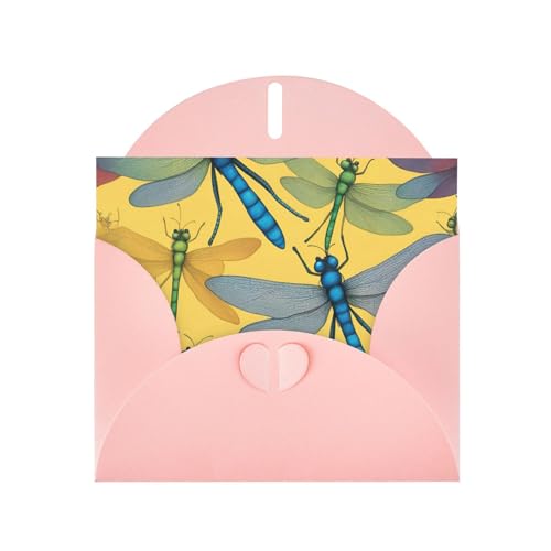 Bunte Geschenkkarten mit Libellen-Druck, Unisex-Geburtstagskarten, Dankeskarten mit Umschlägen von Pyjwyfmy