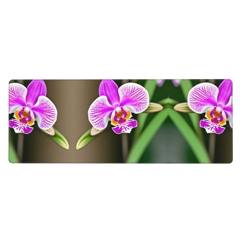 Große Tastaturmatte mit Orchideen-Druck, Gaming-Tastaturmatte, groß und lang, volle Schreibtischunterlage für Laptop von Pyjwyfmy