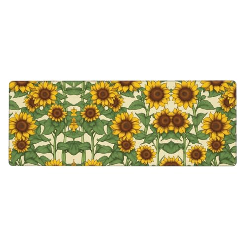 Große Tastaturmatte mit Sonnenblumen-Druck, Gaming-Tastaturmatte, groß und lang, volle Schreibtischunterlage für Laptop von Pyjwyfmy