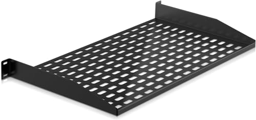 Pyle Netzwerkschrank 19 Zoll- Serverschrank, Wandhalterung 1U, Fachboden, Rack Boden, Belüftete Patchpanel- und Netzwerkgeräte Ablage, PC Halterung unter Schreibtisch, Server Schrank, Regal schwarz von Pyle