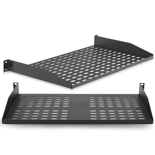 Pyle 2er-Set 1U Netzwerkschrank 19 Zoll, Fachboden 19 Zoll Rack Boden, Belüftete Patchpanel und Netzwerkgeräte Ablage, Server Schrank Regal, PC-Halterung unter Schreibtisch, Serverschrank, wall shelf von Pyle