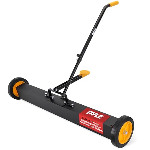 Pyle Magnetbesen, Spänesammler mit Verstellbarem Griff 89-117cm, Magnetic Sweeper, Magnetische Kehrmaschine mit starke & Langlebige Metallkonstruktion, Bodenkehrer, Magnetherber für Robuste Reinigung von Pyle
