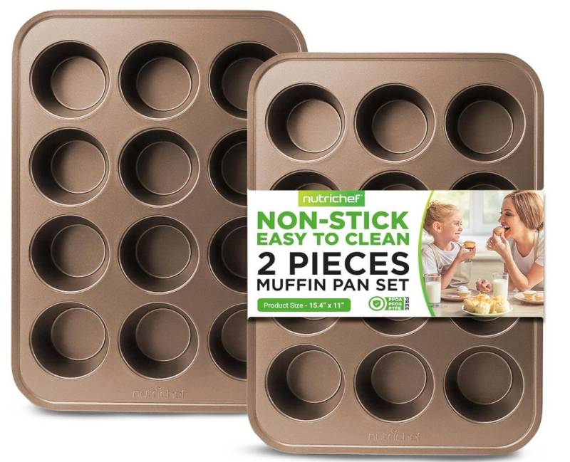 nutrichef Backblech Cupcake-Backbleche 2Er-Set Antihaftbeschichtet, Cupcake-Backbleche 2Er-Set Antihaftbeschichtet – Backbleche von nutrichef