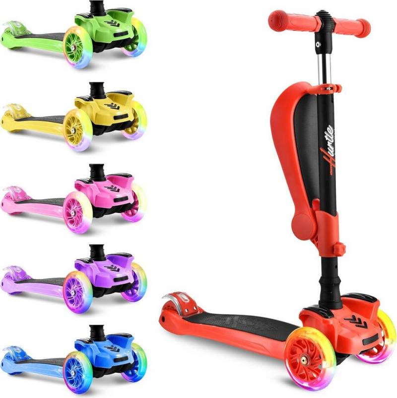 Pyle Dreiradscooter Hurtle Kinderscooter mit Klapp- & Abnehmbarem Sitz, 4 Höhenoptionen, max 60 kg, ab 2 Jahren von Pyle