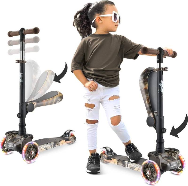 Pyle Dreiradscooter Kinder Roller, Scooter Kinder, Kinderroller ab 1-14 Jahre, Cityroller, Kinderscooter, Tretroller, Dreirad für Mädchen & Junge von Pyle