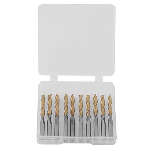 2 - Flöten Schaftfräser 3.175mm Schaft, 3.175mm Schneidedurchmesser, Titanbeschichtung 10er Set - Hohe Härte, Verschleißfestigkeit, Für CNC Fräsen und Metallbearbeitung von Pyltha