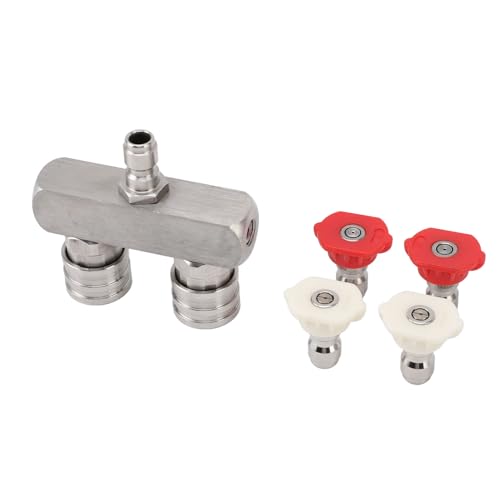 Druckstrahldüse Hochdruckreiniger 2 in 1 Edelstahl mit 1/4 Schnellkupplung, Dual Nozzle Farbige Druckreiniger Düse - Robust Edelstahl, Vielseitiger ss, Ideal für Reinigung von Pyltha