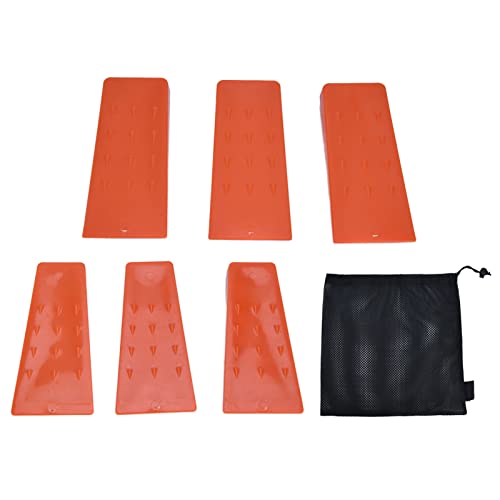 Fällkeile Kunststoff, 6pcs Keil Set, Rot, Stabil und Langlebig - Erhöhte Reibung Für Baumfällen, Praktisch und Kompakt Für Holzarbeiten von Pyltha