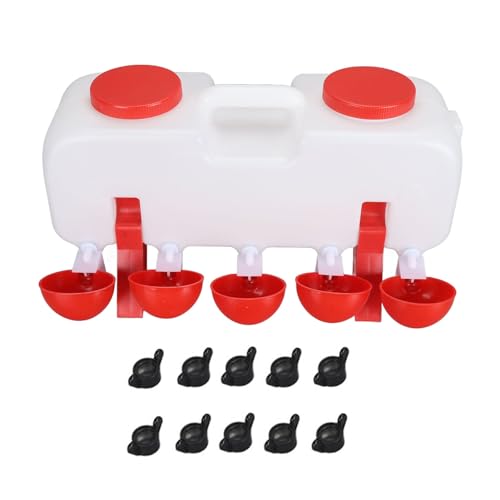 Hühnertränke 10L Große Kapazität, Top - Fill Tränkeeimer mit 10 Wassernäpfen für Hühner, Enten, Gänse - Automatischer Wasserspender, Einfache Montage, Leicht Tragen (Typ 2) von Pyltha