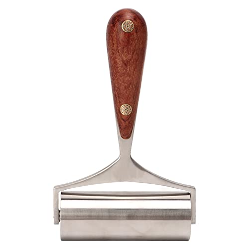 Lederrolle aus Edelstahl mit Holzgriff, Leder Nahtroller für Lederarbeiten - Stabile Verarbeitung, Komfortabler Griff, Ideal für Lederhandwerk und Basteln von Pyltha