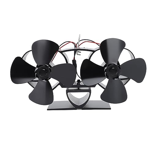 Pyltha Ofenventilator Aus Aluminiumlegierung, 4 - Flügel Wärmelüfter Für Kaminofen Schwarz - Wärmeverteiler, Ofenlüfter Ohne Strom, Ideal Für Holzofen Und Sauna (Typ 1) von Pyltha