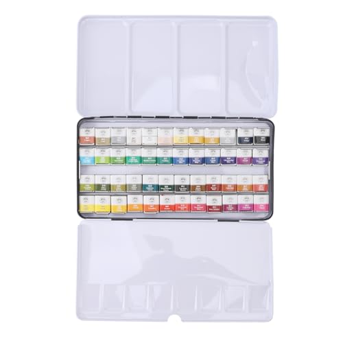 Watercolor Paint Set 24 Farben, Professionelles Aquarell Farbkasten in Robuster Eisendose - Weiche Farben, Hohe Deckkraft, Ideal für Künstler und Studenten (48 colors) von Pyltha