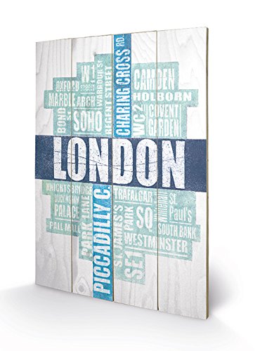 Pyramid International Barry Goodman (London Type) Holzwand-Kunst, Holz, Mehrfarbig, 40 x 2.5 x 59 cm von Barry Goodman