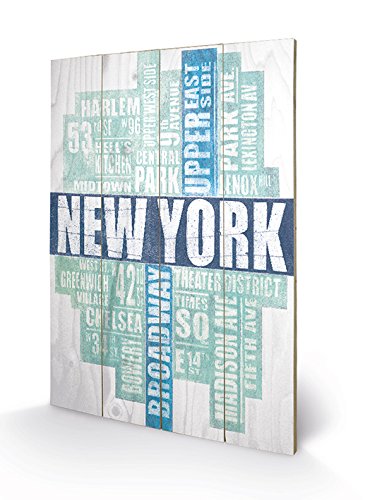 Pyramid International Barry Goodman (New York Type) Holzwand-Kunst, Holz, Mehrfarbig, 40 x 2.5 x 59 cm von Barry Goodman