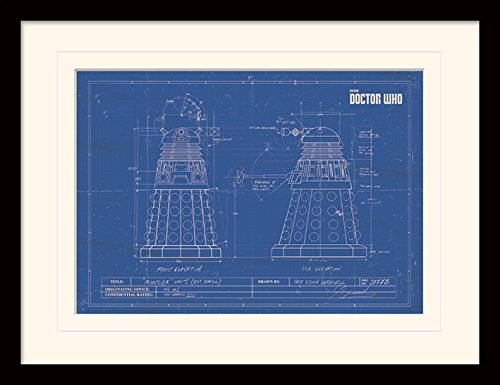 Pyramid International Doctor Who (Dalek Blueprint) 30x40 cm montiert und gerahmt, Mounted 250GSM PAPERWRAP MDF, Mehrfarbig, 44 x 33 x 4 cm von DOCTOR WHO