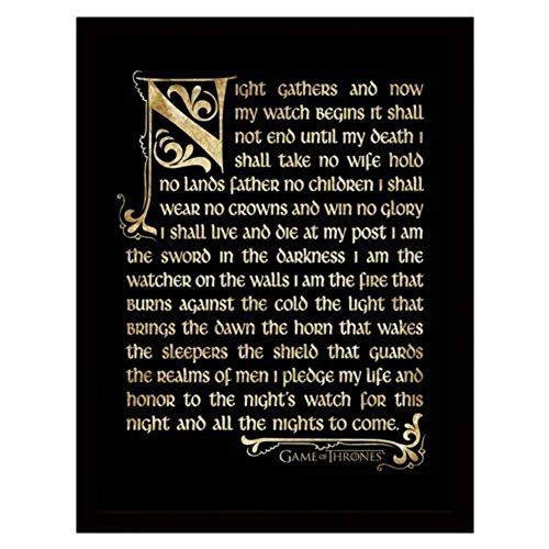 Pyramid International Game of Thrones (Staffel 3 – Nightwatch Oath), gerahmter Kunstdruck, Glas, Mehrfarbig, 30 x 40 cm von Pyramid International