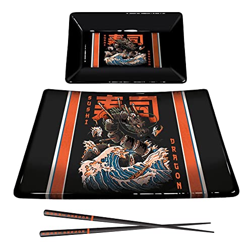 Pyramid International Illustrata Sushi-Set (Sushi-Drachen-Design) in Geschenkbox – Offizieller Merchandise-Artikel von Pyramid International