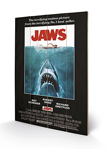 Pyramid International Jaws (ONE Sheet) Holzwand-Kunst, Holz, Mehrfarbig, 40 x 2.5 x 59 cm von Pyramid International