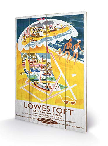 Pyramid International Lowestoft Liegestuhl-Druck, Holz, mehrfarbig, 40 x 59 x 1,3 cm von Pyramid International