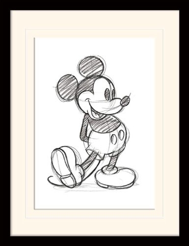 Pyramid International MP11129P-PL Mickey Mouse Sketched - Single Gerahmter Kunstdruck mit Passepartout, 30 x 40 cm von iPosters