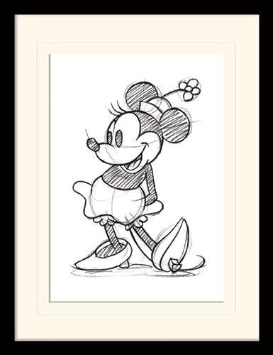 Pyramid International MP11130P-PL Minnie Mouse Sketched - Single Gerahmter Kunstdruck mit Passepartout, 16 x 12 inches von Minnie