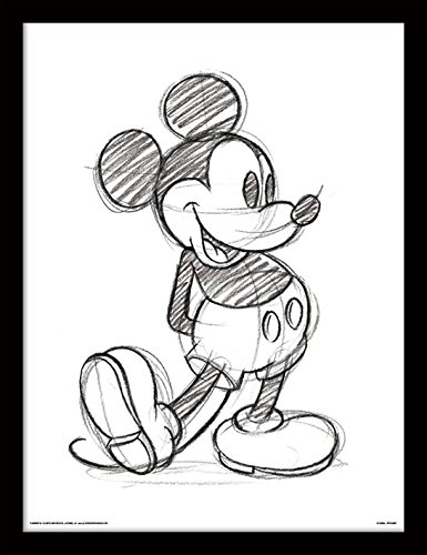 Pyramid International Mickey Mouse (Sketched-Single) 30x40 cm gerahmter Druck, 250GSM PAPERWRAP MDF, Mehrfarbig, 44 x 33 x 4 cm von Pyramid International