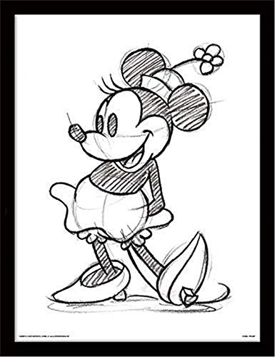 Pyramid International FP11130P-PL Minnie Mouse (Sketched Single) gerahmter Druck, 250 GSM Paperwrap MDF, Mehrfarbig, 44 x 33 x 4 cm von Pyramid International