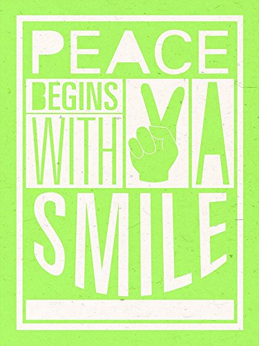 Pyramid International Peace Begins with A Smile 60x80cm Leinwand, Poly Canvas + MDF Frame, Mehrfarbig, 61 x 81 x 5 cm von Pyramid International