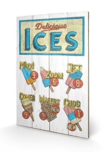 Pyramid International Barry Goodman Delicious ICES Holzdruck, 40 x 59 cm, Holz, Mehrfarbig, 40 x 59 x 1.3 cm von Pyramid International