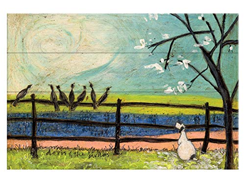 Pyramid International Sam Toft (Doris and The Birdies) Holzwand-Kunst, Holz, Mehrfarbig, 40 x 2.5 x 59 cm von Pyramid International