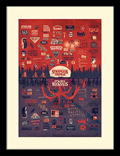 Pyramid International Stranger Things Poster mit Bordüre und schwarzem Rahmen, 30 cm x 40 cm, Wandbild Stranger Things von Pyramid International