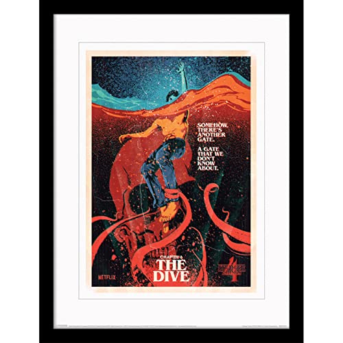 Pyramid International Stranger Things Poster mit Bordüre und schwarzem Rahmen (Kapitel 6 – The Dive), 30 cm x 40 cm, Wandkunst Stranger Things von Pyramid International