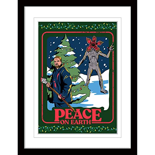 Pyramid International Stranger Things Poster mit Bordüre und schwarzem Rahmen (Peace on Earth) 30 cm x 40 cm Rahmen und Stranger Things Wandkunst – Offizielles Stranger Things Merchandise von Pyramid International