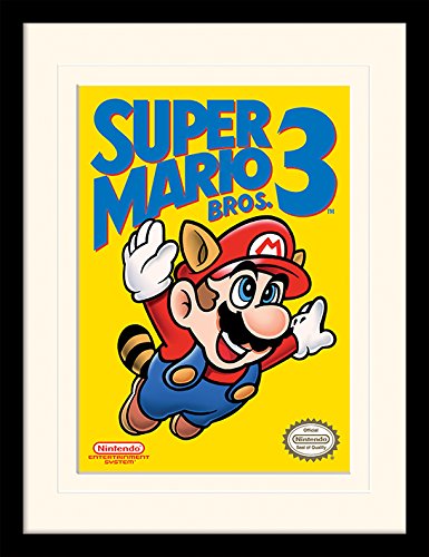 Pyramid International MP11296P-PL Super Mario Bros 3 (NES Cover) montiert und gerahmt, Mounted 250 GSM Paperwrap MDF, Mehrfarbig, 44 x 33 x 4 cm von Pyramid International