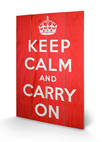 Pyramid Posters Keep Calm and Carry On Holzwand-Kunst, Holz, Mehrfarbig, 40 x 2.5 x 59 cm von Pyramid International