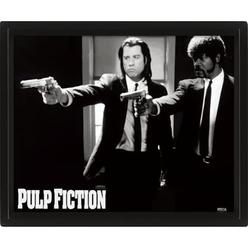 3D Lenticular gerahmtes Poster 10 "x 8" - Pulp Fiction (B & W) von Pyramid International